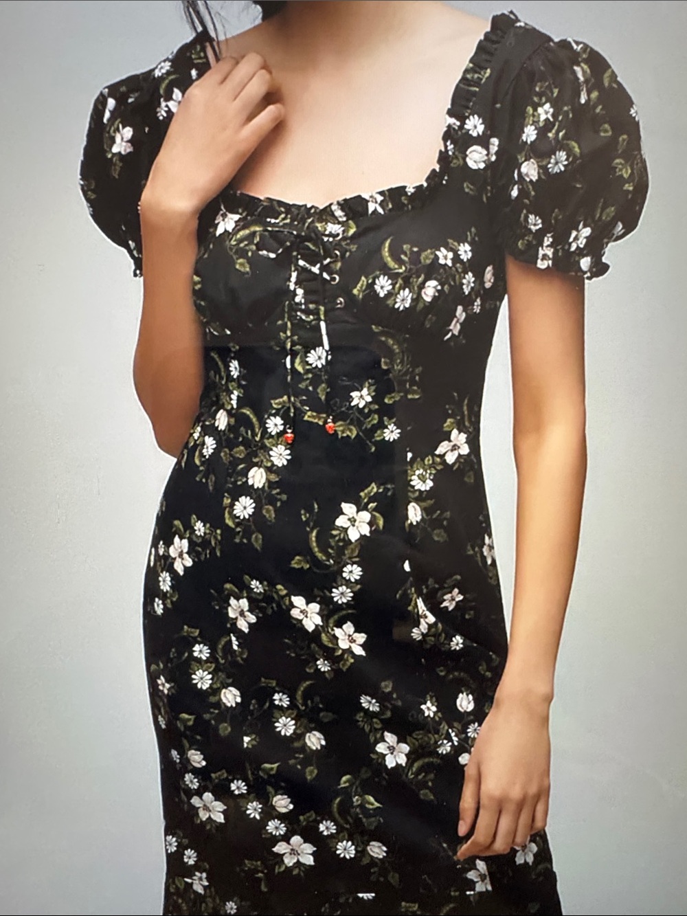 Maeve Linen Blend Floral Puff-Sleeve Sweetheart Midi / Maxi Dress Sz 3X NWT